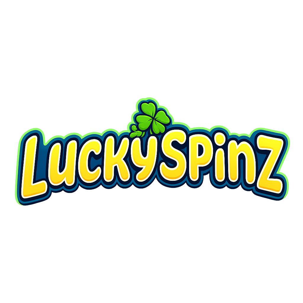 LuckySpinZ Logo with Clover and Stars